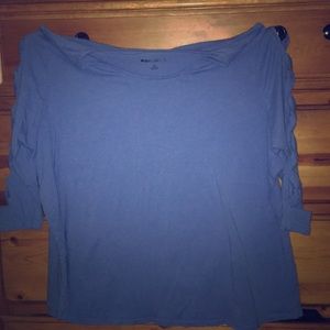 Medium blue Lattice 3/4 Sleeved blouse